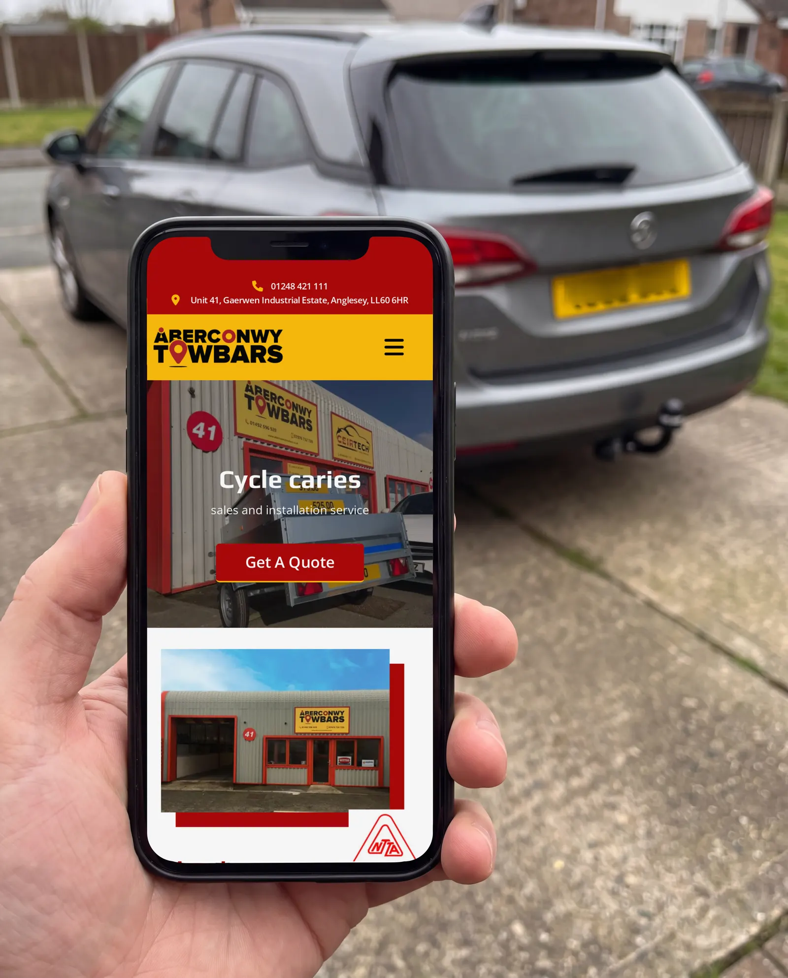 Aberconwy Towbars — Homepage on mobile